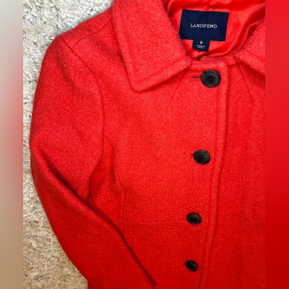 Lands End Red/Orange Pea Coat - Picture 8 of 12
